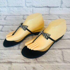 Victoria Wieck Black Dressy Sandals Bling Rhinestones Butterfly Women 8.5 (21n)